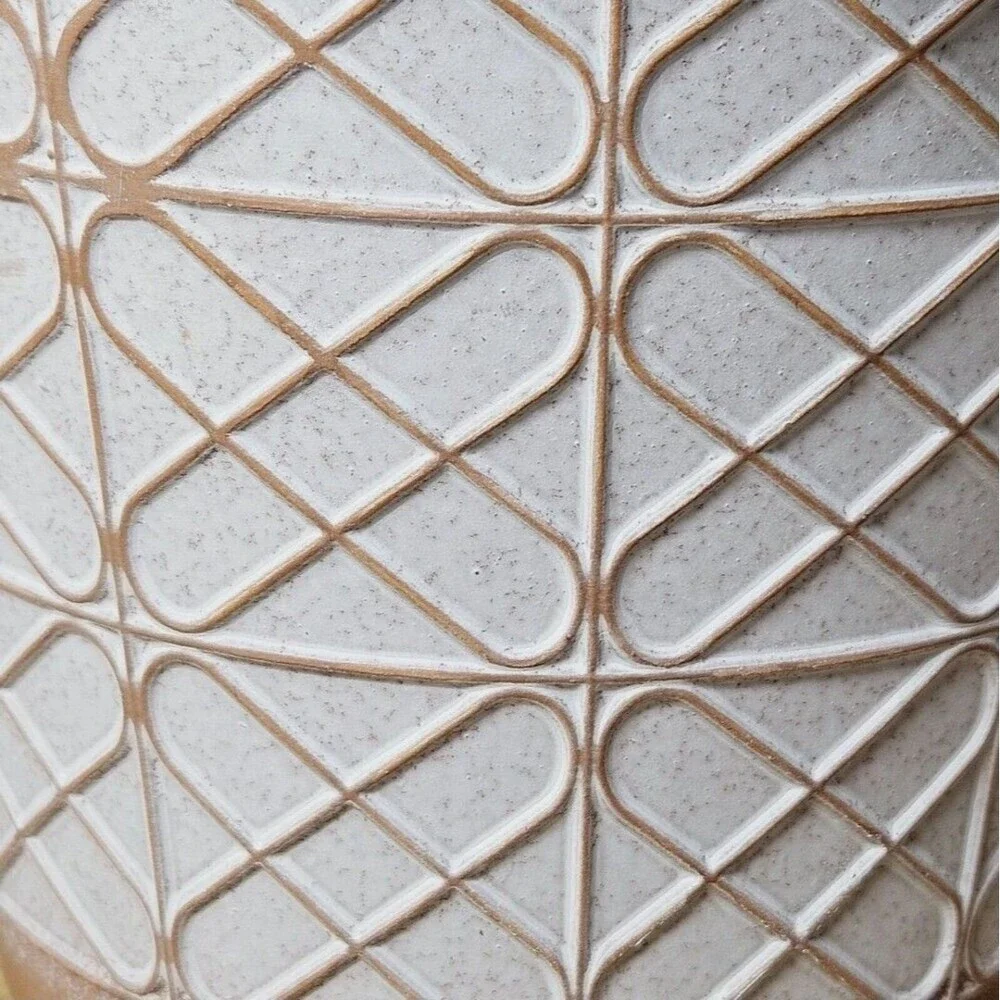 Small Terracotta Planter Raised Pattern With Brushed White 5 Inches Bohemian Pot